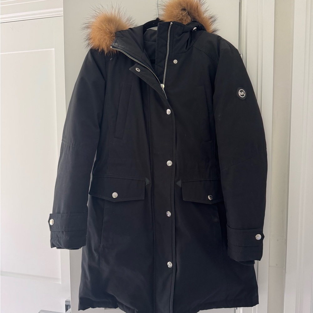 Michael Kors Black Jacket with Fur Hood Small